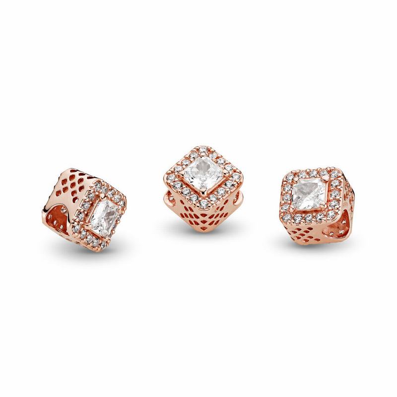 Pandora Rose™ Geometric Radiance Charm Ireland - Pandora Rose/Cubic Zirconia - 459370PGF